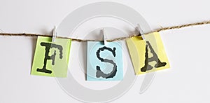 FSA concept - colorful sticky notes with word seo on white background