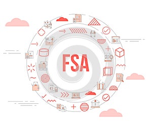 fsa flexible spending account concept with icon set template banner and circle round shape