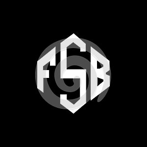 FSB letter logo design with polygon shape. FSB polygon and cube shape logo design. FSB hexagon vector logo template white and