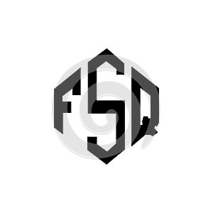 FSQ letter logo design with polygon shape. FSQ polygon and cube shape logo design. FSQ hexagon vector logo template white and