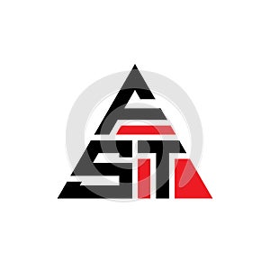 FST triangle letter logo design with triangle shape. FST triangle logo design monogram. FST triangle vector logo template with red