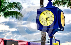 Ft Myers, FL - February 2, 2016: Famous Fort Myers Beach Street Clock along the city waterfront