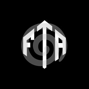 FTA letter logo design with polygon shape. FTA polygon and cube shape logo design. FTA hexagon vector logo template white and