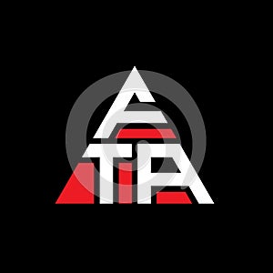 FTA triangle letter logo design with triangle shape. FTA triangle logo design monogram. FTA triangle vector logo template with red photo