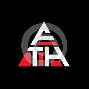 FTH triangle letter logo design with triangle shape. FTH triangle logo design monogram. FTH triangle vector logo template with red