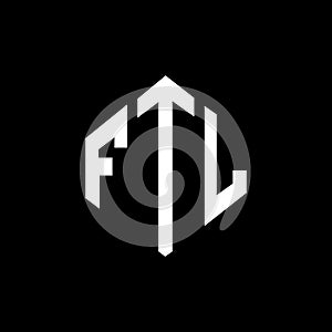 FTL letter logo design with polygon shape. FTL polygon and cube shape logo design. FTL hexagon vector logo template white and