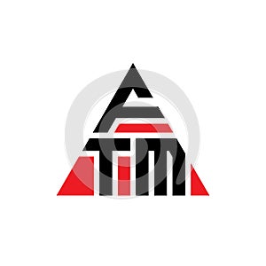 FTM triangle letter logo design with triangle shape. FTM triangle logo design monogram. FTM triangle vector logo template with red photo