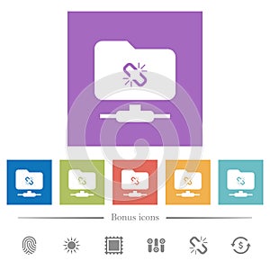 FTP connection lost flat white icons in square backgrounds
