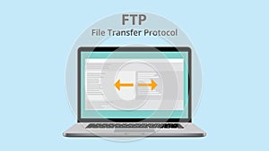 Ftp file transfer protocol with data exchange on laptop