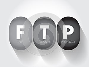 FTP File Transfer Protocol - standard communication protocol used for the transfer of computer files from a server to a client on