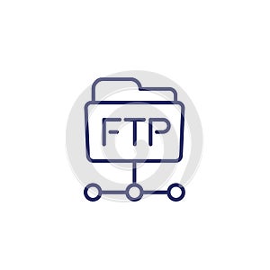 ftp folder line icon on white, vector