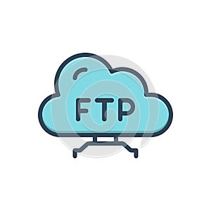 Color illustration icon for ftp, userinterface and content