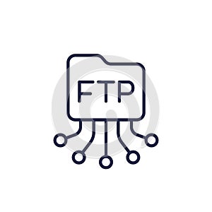 FTP line icon with file folder