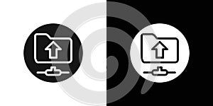 FTP navigate up icon Flat vector set outline