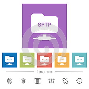 FTP over SSH flat white icons in square backgrounds photo