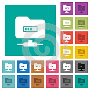 FTP Processing square flat multi colored icons