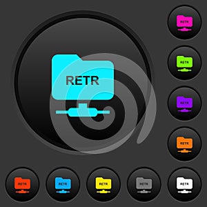 FTP retrieve file dark push buttons with color icons