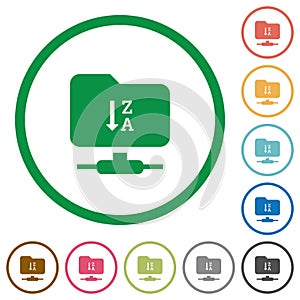 FTP sort descending flat icons with outlines