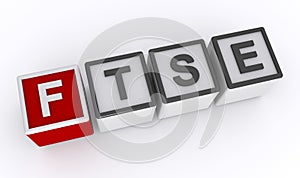 ftse Financial Times Stock Exchange word block on white photo