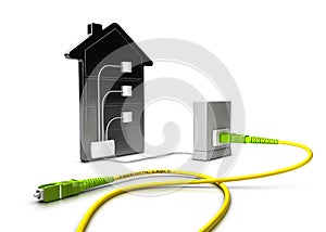 FTTC, Fiber To The Curb 3D Illustration