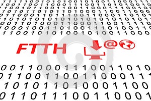 FTTH concept binary code 3d