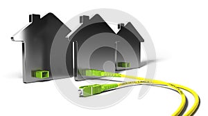 FTTH, Fiber To The Home 3D Illustration