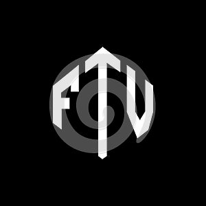 FTV letter logo design with polygon shape. FTV polygon and cube shape logo design. FTV hexagon vector logo template white and