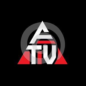FTV triangle letter logo design with triangle shape. FTV triangle logo design monogram. FTV triangle vector logo template with red