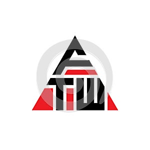 FTW triangle letter logo design with triangle shape. FTW triangle logo design monogram. FTW triangle vector logo template with red