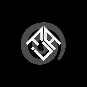 FUA letter logo design on black background. FUA creative initials letter logo concept. FUA letter design