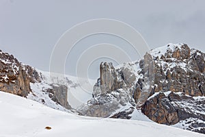 The Fuciade basin surrounded by the southern peaks of the Marmolada Group, Dolomites, UNESCO World Heritage Site photo