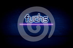Fuchs - blue neon announcement signboard