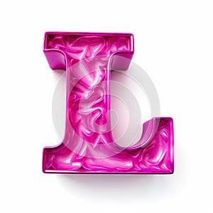 Fuchsia 3d Cartoon Letter L In Metallic Pink Bowl