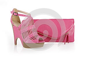 Fuchsia shoe and clutch bag