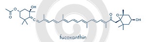 Fucoxanthin brown algae pigment molecule. Ingredient of some dietary supplements. Skeletal formula.