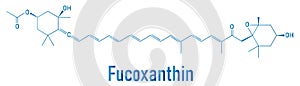 Fucoxanthin brown algae pigment molecule. Ingredient of some dietary supplements. Skeletal formula. photo