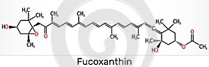 Fucoxanthin, C42H58O6, xanthophyll molecule. It has anticancer, anti-diabetic, anti-oxidative, neuroprotective properties. photo