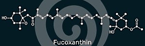 Fucoxanthin, C42H58O6, xanthophyll molecule. It has anticancer, anti-diabetic, anti-oxidative, neuroprotective properties. photo
