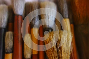 `Fude` brushes belonging to a Japanese calligraphy artist