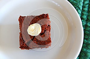 Fudge Brownie on a white plate