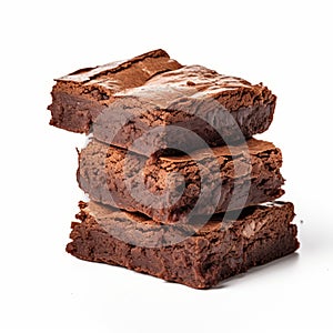 Fudge Brownies - Real Photo 8k - White Background
