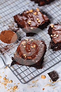 Fudge Brownies on tray with ingredients