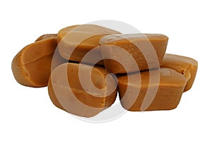 Fudge candies. Polish krówka caramel candies. Fudges without background.