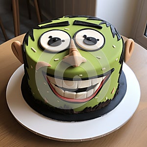 Fudge Face Cake: A Comical Caricature In Vray Tracing Style