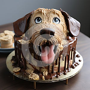 Fudge Face Cake: A Playful And Hyperrealistic Dog-themed Delight