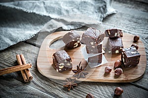 Fudge with hazelnuts