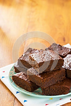 Fudgy Chocolate Brownies with Copy Space