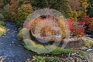 Fudo stream in autumn season at Nakano momiji mountain.