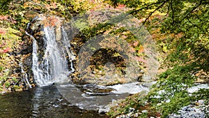 Fudo stream and the red bridge at Mount Nakano-Momiji photo