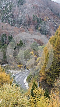 Fudo stream and the red bridge at Mount Nakano-Momiji photo